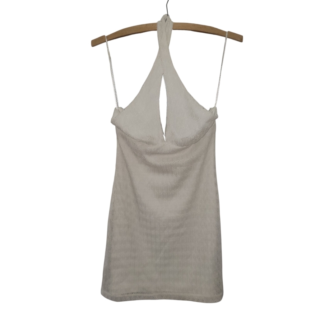 H&M Chic White Halter‎ Neck Mini Dress Bridal Girly Feminine Coquette Graduation